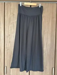 【2個セット】【マタニティ】ブラック お腹ゆったり ワイドパンツ Mサイズ
