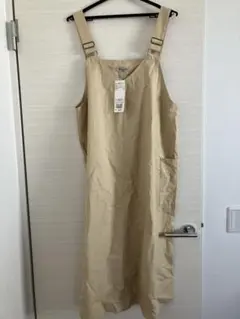 サマンサモスモス　綿ナイロンVネックジャンパースカート　ベージュ