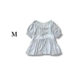 リボンブラウス 【M】 ペプラム 薄手 シアー 羽織りのサムネイル