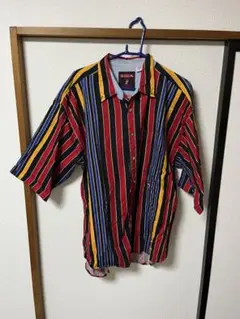 【古着】ZIZA ストライプ 半袖シャツ XL