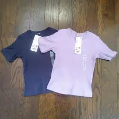 【新品未使用】ユニクロ　リブ編みTシャツ 2枚　110cm