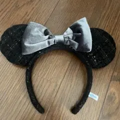 美品]ミニーマウス　黒カチューシャ　ベロア