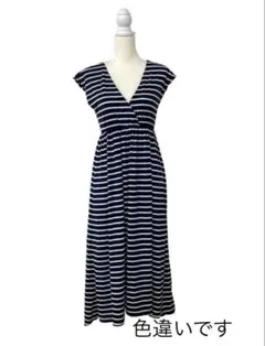 連休限定[美品]★AZUL by moussy 黒ボーダーワンピノースリーブ