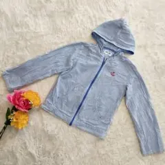 【羽織】【kids140】【コットン】ストライプジップアップパーカー