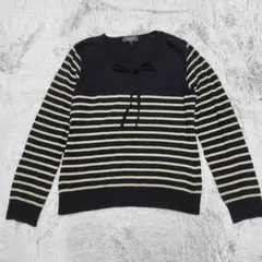 CP CUBE Tシャツ カットソー 長袖 ボーダー リボン付き L