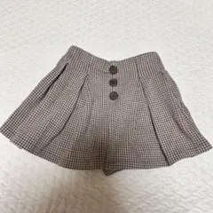 プティマイン　千鳥格子柄　ブラウン　スカート　キュロット　100cm