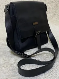 ✨バーバリー✨ブラックレーベル 黒　レザー キャンバスショルダーバッグ フラップ