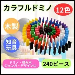 ドミノ カラフルドミノ 12色 240個 木製 積み木 知育玩具 自由研究