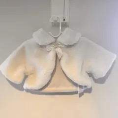 ホワイトリボン付きショートポンチョ