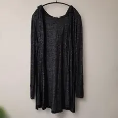 Favorite ロングカーディガン ブラック M フード付き ポケットあり
