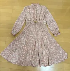 ヴィンテージ チャイナ風ワンピース ティアード 花柄 ピンク レトロ 古着 ヴィンテージ チャイナ風ワンピース ティアード 花柄 ピンク レトロ