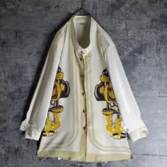 【ヴィンテージ】古着 スタンドカラー スカーフ柄 白 金 レトロ