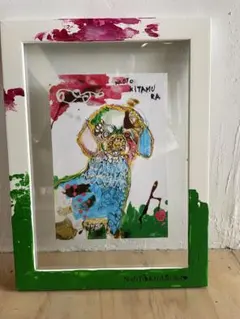 北村直登　オリジナルペイントフレーム　アート　絵画　パグ　犬　動物 北村直登 オリジナルペイントフレーム アート 絵画 パグ 犬 動物