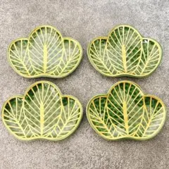 ruru様ご依頼価格　有田焼　幸楽窯　錦茶緑金松葉形銘々皿　4点セット