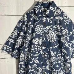 美品 USA製 カハラ アロハシャツ デュークスパレオ 総柄 コットン 