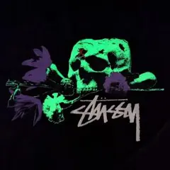 【希少・蓄光】ステューシー × ジャムホームメイド コラボ Tシャツ スカル 花