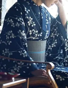 ★つやび×雅姫★紺地萩柄★セオアルファ★大人の浴衣.夏着物のサムネイル