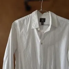 H&M ホワイト リネンコットン長袖シャツ
