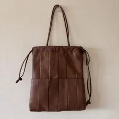 新品　ペルケ perche やぎ革　本革　巾着　ショルダーバッグ　トート　茶のサムネイル