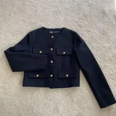 ノーカラージャケットネイビー