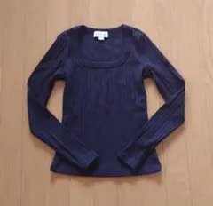 カルバンクライン　黒　 リブ　Uネック　長袖　ロングスリーブ　xs