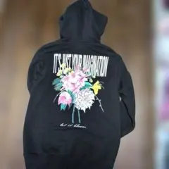 H&M ブラック パーカー US S 綿100% S バックプリント