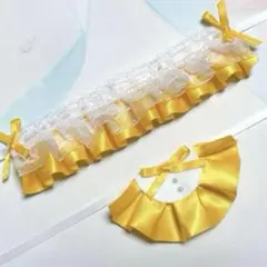 ★No.1216 にじぱぺっと ぬい服 ヘッドドレス スタイ 黄色 イエロー