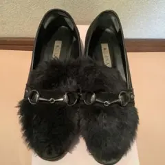 ダイアナ ファー付きビットローファー 23cm