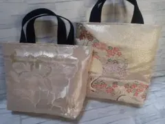 ハンドメイド帯リメイクバックトートバッグ2点No.887