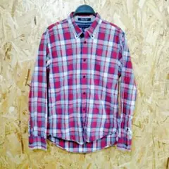 綺麗 トミーヒルフィガー 長袖シャツ SLIM FIT Sサイズ 織柄ポップリン