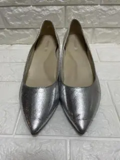 シルバーポインテッドトゥパンプス　ヴェリココ　3.5cmヒール　25.5cm