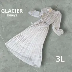 新品タグ付✦ハニーズ GLACIER セレモニー プリーツワンピースロング 3L