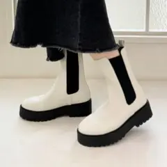 美品　oriental TRaffic ホワイト サイドゴアブーツ 厚底　S