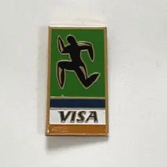 ★41302 ピンバッジ ★ビザカード VISA クレジットカード 走る人 緑