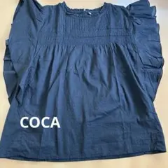 coca ピンタックフレアコットンブラウス Mサイズ