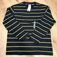 ★新品★UNIQLO ユニクロ ボーダー 長袖 Tシャツ 緑 Ｍ　綿100%