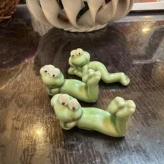 かえる 陶器 置物 3点セット