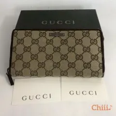 GUCCI グッチ GGキャンバス ラウンドファスナー 長財布 レディース