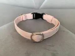 ピンクの布製猫用首輪 鈴付き