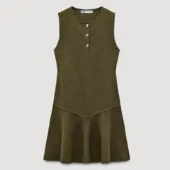 ZARA ノースリーブワンピース Sサイズ オリーブグリーン