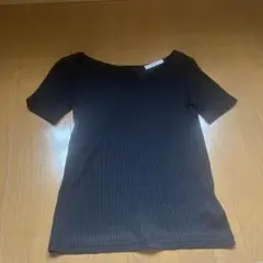リブ編みオフショルダーTシャツ サイズ2 黒