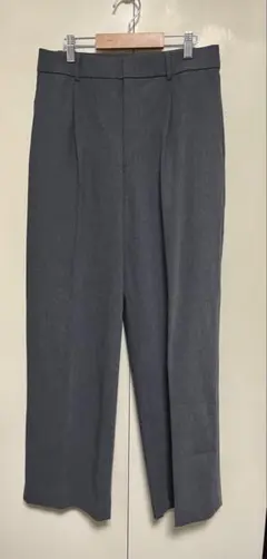 タックワイドパンツ ユニクロ グレー L レディース