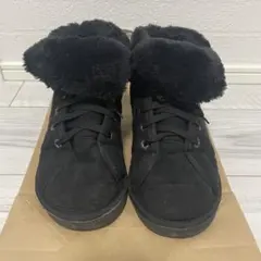 【レディース】スニーカー風 ムートンブーツ★ブラック 23.5センチ