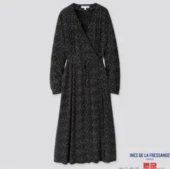 ★新品★ユニクロ イネス レーヨンプリントカシュクールワンピース長袖 星柄のサムネイル