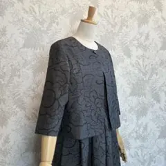 着物リメイク大島紬ボレロジャケットとワンピースのアンサンブル