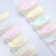 1114ネイルチップSサイズ 韓国 パステル　オーロラ ちゅるん 上品マグネット