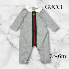 【美品】GUCCI/ロンパース ウェブライン 襟付き 星ワッペン グレーのサムネイル