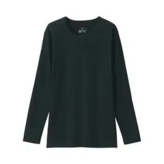 【無印良品】 婦人あったか綿 厚手 クルーネック長袖Ｔシャツ 婦人Ｓ・黒