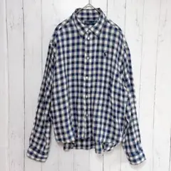 極美品 】ポロラルフローレン リネンシャツ ストライプ 白 青 現行QR