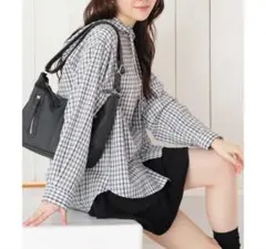 Honeys ハニーズ　フード付チェックシャツ 長袖　Ｓのサムネイル